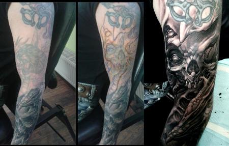 Tattoos - before & freehand on lasered arm - 128757